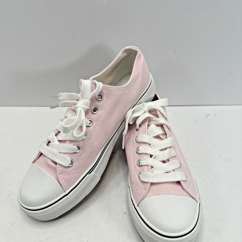 Hash Bubbie Women's Pink Canvas Lace Up Classic Sneakers Shoes Size‎ 8 NWOT